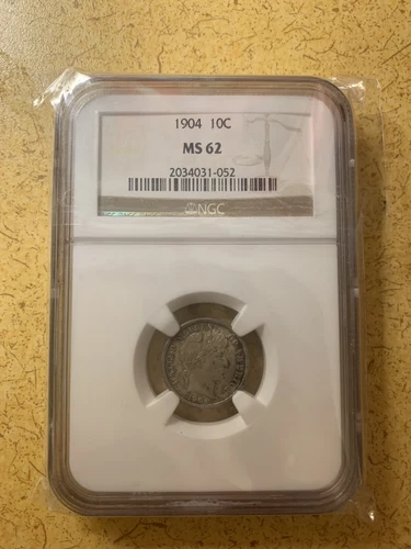 1904 Barber Dime Ngc Ms62
