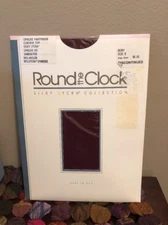 Vintage Round The Clock Berry Opaque Pantyhose Size B NIP Control Top Style# 327