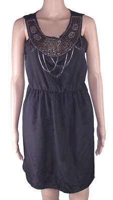 Charming Charlie Damen Kurzes Kleid Größe L Large Schwarz Ärmellos Senkrecht