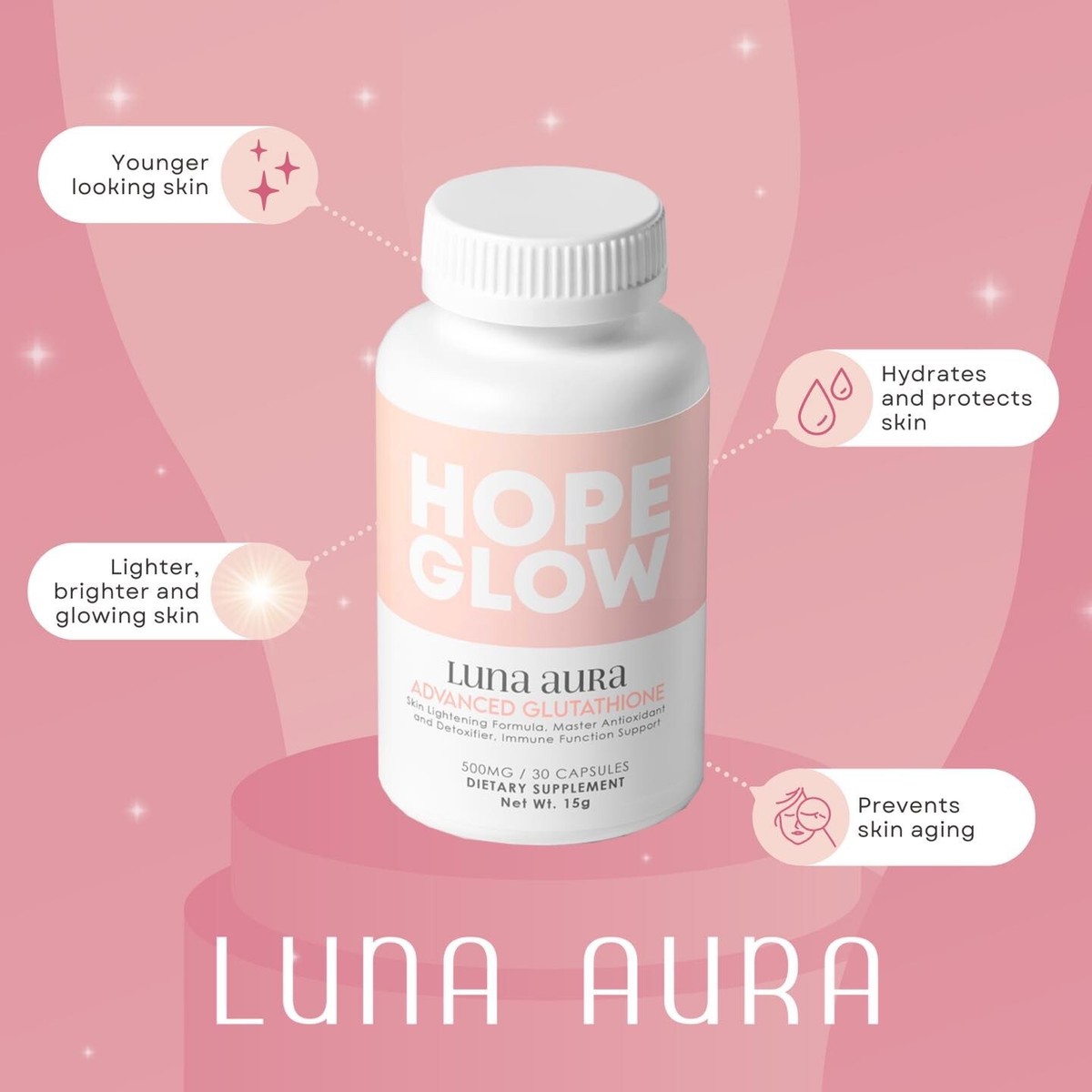 luna aura advanced glutathione KB L-Glutathione / N-Acetyl-L-Cysteine 500mg Capsule 30's price in the  Philippines