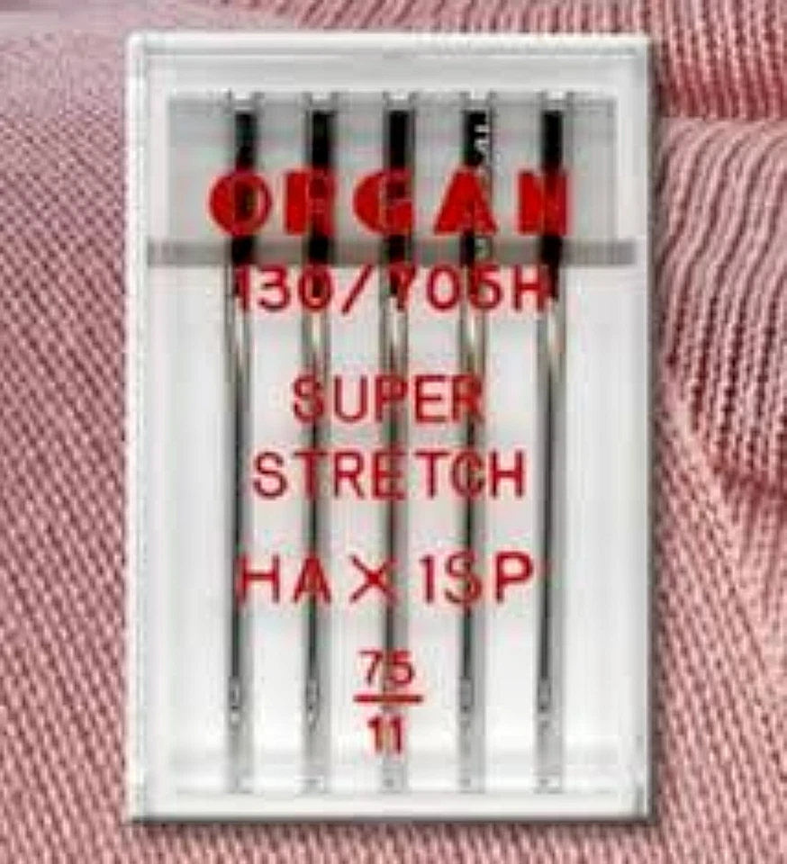 SEWING MACHINE NEEDLES SUPER STRETCH SIZE 75 ORGAN FIT, BROTHER, JANOME SINGER
