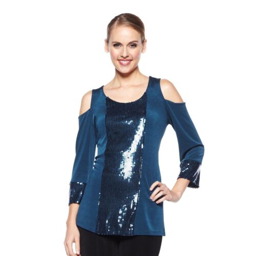 Slinky Brand Cold-Shoulder Tunic with Sequin Detail 219858A (3X) - Picture 4 of 5