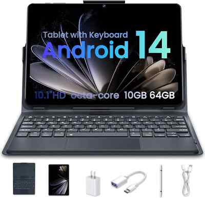 Tablet 10 inch Ultra Big Android 14 Tablets 1TB Expandable 10GB RAM IPS Bundle A
