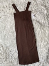 Old Navy Ribbed Midi Dress in Brown, Size Petite XS