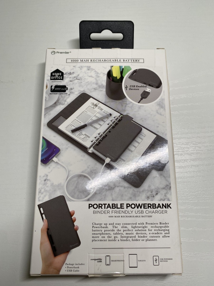 Portable Power Bank Binder Friendly USB Charger 4000 mAh iPhone