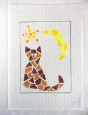 Cat with Star and Moon 14 Mesh Hand-Painted Needlepoint Canvas