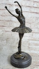 Bronze Ballerina Stretching Statue With Marble Base Art Nouveau Home Decor Deal - Image 1