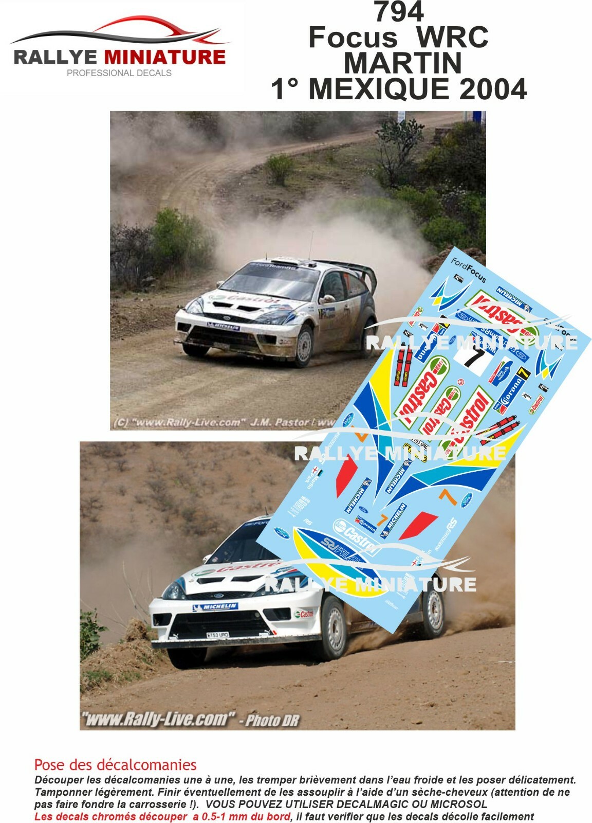 DECALS 1/43 REF 0794 FORD FOCUS WRC MARTIN RALLYE MEXIQUE 2004 RALLY ...