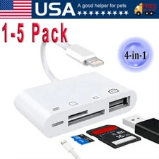 For iPhone iPod iPad IOS 12 Portable 4 in 1 USB SD TF Card Reader Camera Adapter