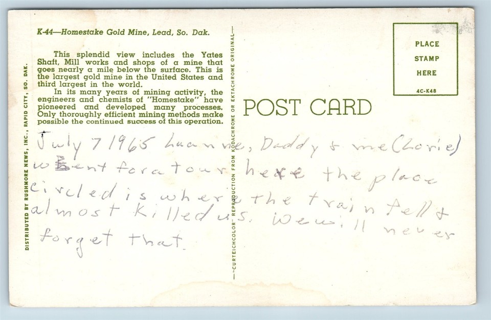 Postcard SD Lead Homestake Gold mine c1950s View 2 T19 eBay