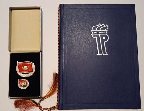 MEDAL OF THE PIONEER ORGANIZATION "ERNST THÄLMANN" SILVER + MINIATURE + CERTIFICATE!!!