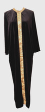 Vtg RAZA NEW YORK Womens M VELVET Night Gown Robe House Coat Medieval Black Gold