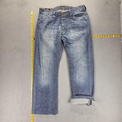 Lee Jeans Mens Blue Selvedge Dillon Relaxed Bootcut Button Fly Fits 34x30