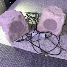 Rock Speaker Pair Bluetooth READ , 8" 5.0 Outdoor Weather Resistant, Brown