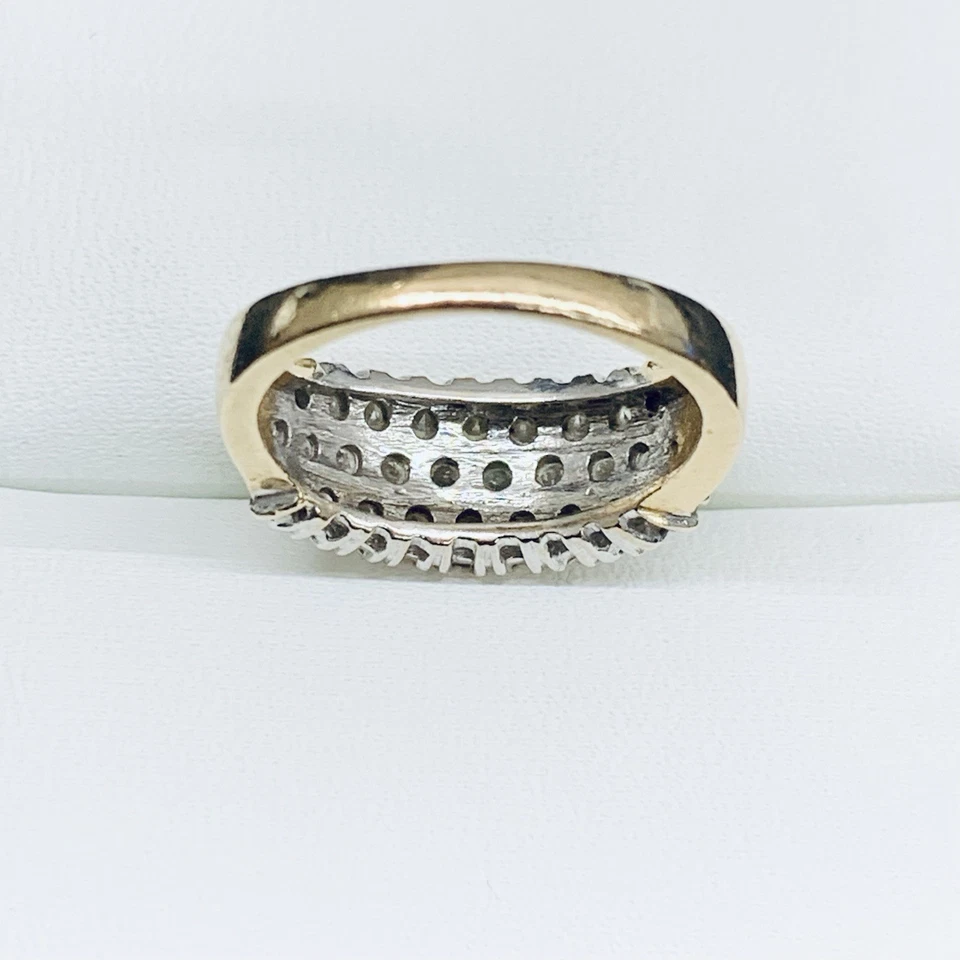 Anillo pavé con racimo de diamantes naturales de oro amarillo de 14 k de 1/2 quilate vintage tamaño 5,5 Foto 4 de 4