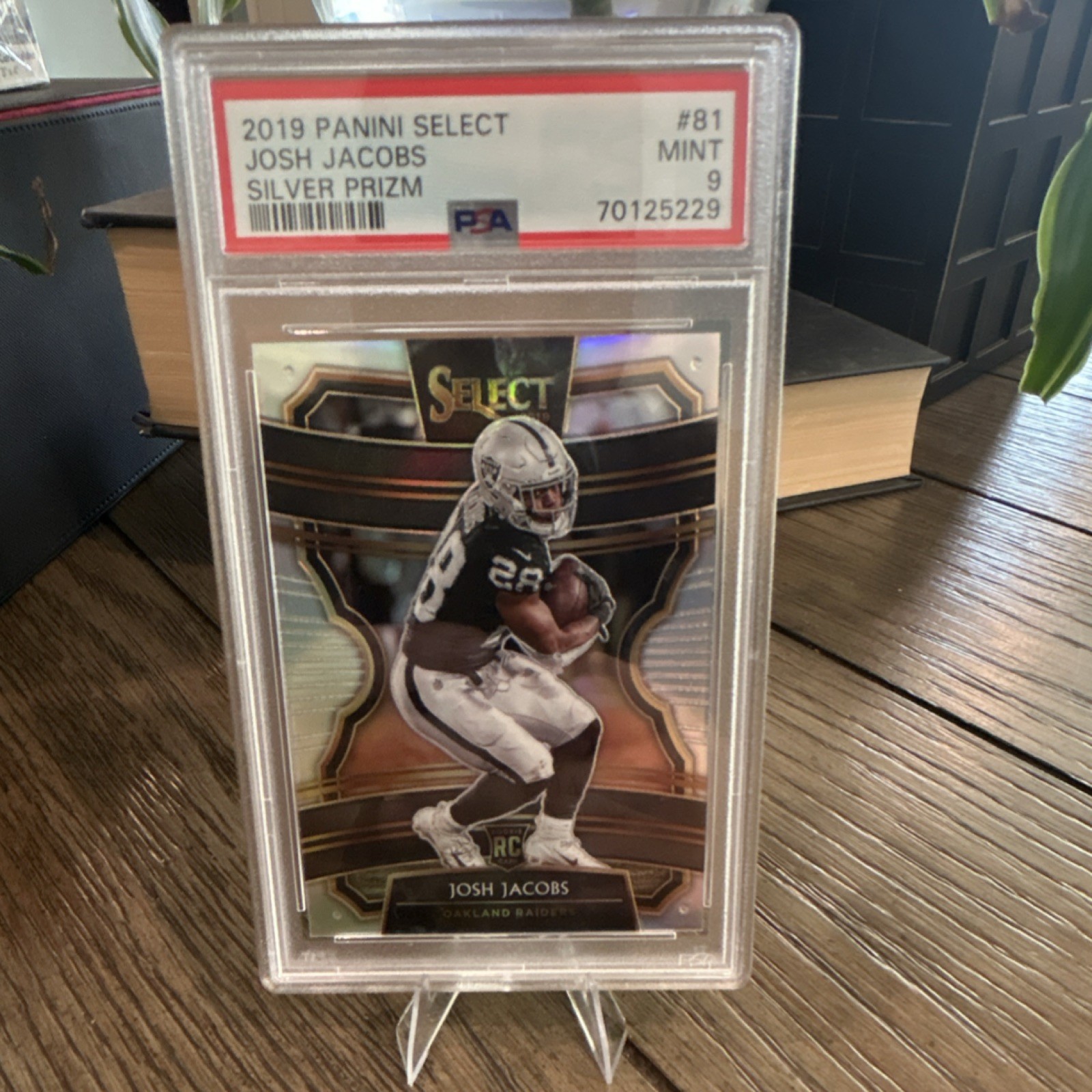2019 Panini Select Josh Jacobs #81 Silver Prizm Rookie Oakland Raiders NFL PSA 9
