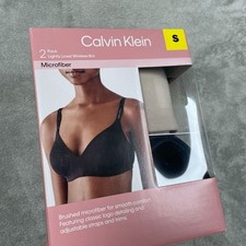 Calvin Klein 2-Pack Lightly Lined Wireless Bras S Microfiber NWT 6470