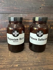 2 MERCK Pharmaceutical Brown Glass Bottles Vintage Rx Compounding Rahway NJ