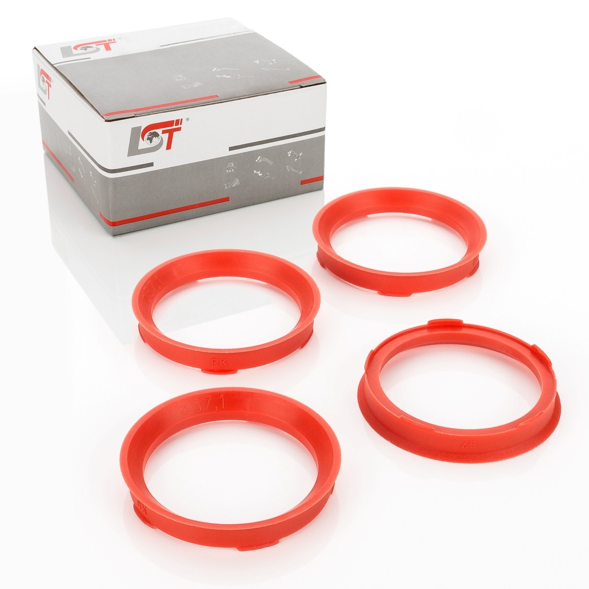 4x Distance Rings Centering for Alloy Wheels Ø 57,1 MM - Ø 67,0 Honda