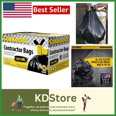 Heavy Duty Black Garbage Trash Bags 42 Gal 2.5 Mil Industrial Contractor Pack...