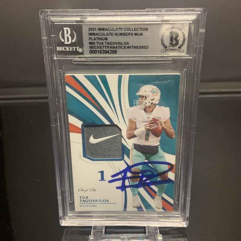 TRUE 1/1 Tua Tagovailoa 2021 Immaculate Platinum Nike Swoosh Auto #1/1 BGS AUTH