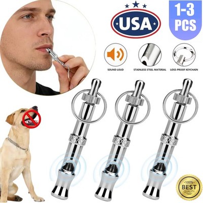 3× Adjustable Dog Obedience Stop Barking Hot Pet Dog Training Whistle Silver USA