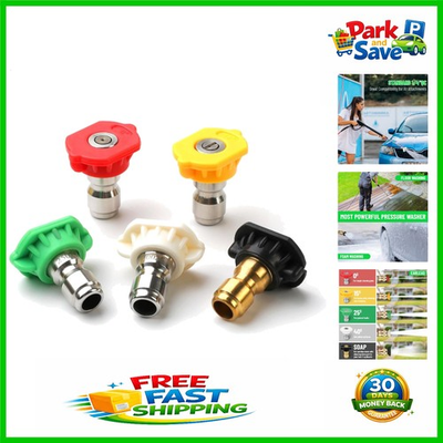 #ad Pro Grade 5 Pack Pressure Washer Tips 4500 PSI Nozzle Set for Quick Connect $9.89