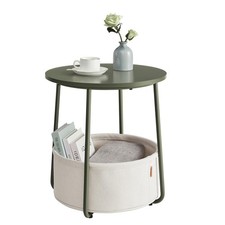 LILEA Collection - Small Round Side End Table, Modern Nightstand with Fabric ...