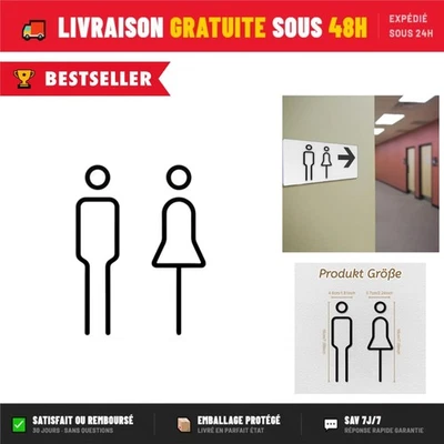 Plaques WC autocollantes acrylique 3D pour porte salle de bains MagiDeal - Photo 1/4