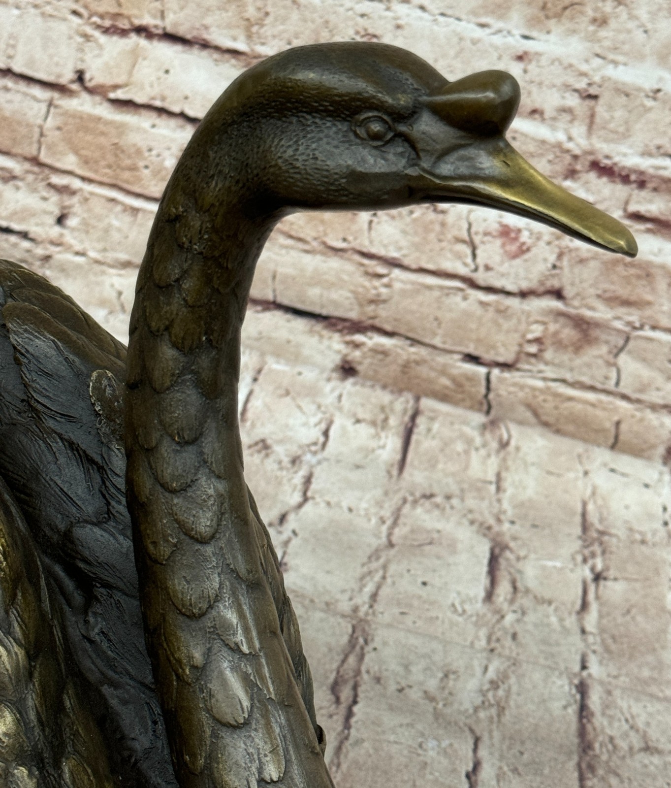 Art Deco Swan Bird Garden/Backyard Decor Bronze Sculpture Marble Figurine Decor