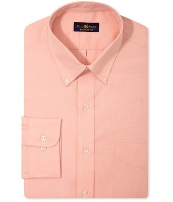 Club Room Mens Wrinkle Resistant LS Button Down Dress Shirt, melonpptsd, 16 Neck