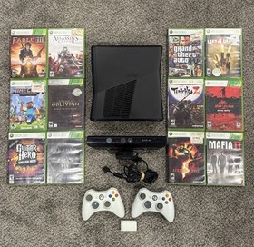 Xbox 360 S Black Console & Games Lot + Controllers - Resident Evil 5/Left 4 Dead