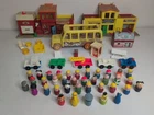 Huge Little People Lot Vtg 60s Firehouse Bus Vehicles Sesame Street 35+ People