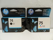 2 New HP Ink Cartridges 74 Black CB335WN  75 Color CB337WN Sealed O45K 