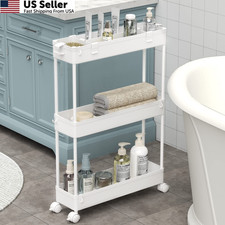 SPACELEAD Slim Storage Cart 3 Tier,Bathroom 5.1 x 15.75 24 inches, White