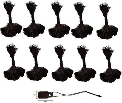 1000 Black Plastic String Tags 3/8 x 7/8 Jewelry Price Labels Ring Tags