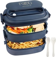 Brotdose 2 Etagen, 54.55 Oz Lunchbox FüR Erwachsene, 3 FäChern Bento Lunch Box