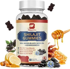 10000 MG Pure Himalayan Shilajit Gummies W Ashwagandha, Sea Moss, Black Seed Oil