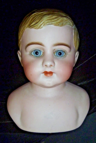 ANTIQUE "AMERICAN SCHOOLBOY" GERMAN CHARACTER BISQUE SHOULDER - DOLL HEAD -PD 3