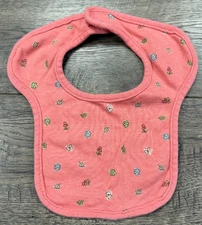 Baby Girl Vintage Gymboree Coral Leaf Flower Bib