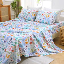Queen 4 Piece Floral Microfiber Sheet Set Deep Pocket 14 Inch Bedding Set