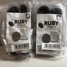 2 Packs 16 Total Pieces Ruby Sliders BLACK Furniture Feet Protectors - 15945 NEW