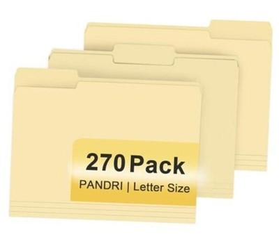 File Folder,  270 Pack File Folder, 1/3 Cut Tab, Letter Size, Filing Manila