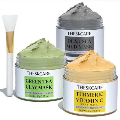 3 PCS Clay Mask Set, Turmeric Vitamin C Clay Mask, Dead Sea,240g, 2.82 OZ each