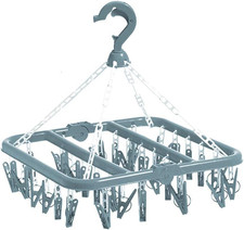 32-Clip Drying Rack Hanger - Light Blue Clothes Organizer