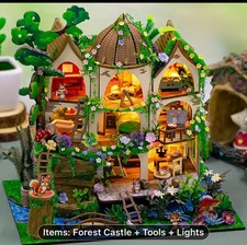 Dolls House kit  "forest castle ” Craft Kit With Lighting System ￼