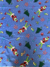 Fabric - Dr Seuss Grinch at Christmas Toss BLUE Cotton - Springs Brand 2 yd 22
