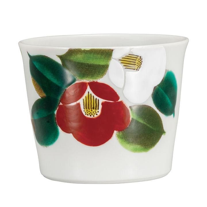 Taza Kutani Yaki Soba Árbol de Jade Rojo y Blanco KUTANI Camelia