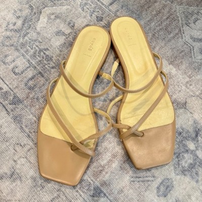 Aeyde Marina Strappy Square Toe Leather Slide Sandals Summer Shoes Hazelnut 8