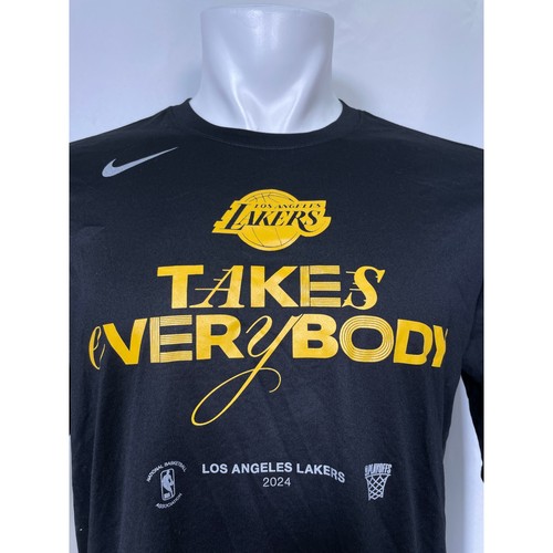 Los Angeles Lakers NBA Nike Dri-FIT Long Sleeve Black T-Shirt Men's LARGE - Picture 2 of 10